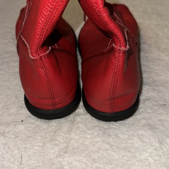 Clarsunny Retro Style Round Toe Ankle Booties Red Leather Women’s 9.5 - Picture 5 of 10